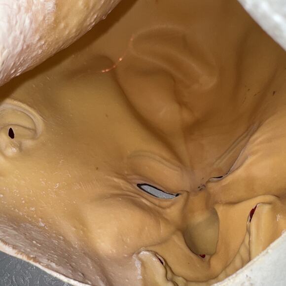 Warner Bros Clown Mask Latex Crazy Red Fringe Hair Red Nose Bald Head Used - Picture 10 of 11